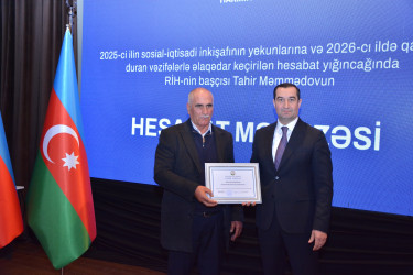 Şamaxıda 2025-ci ilin sosial-iqtisadi inkişafının yekunlarına və qarşıda duran vəzifələrə həsr edilmiş hesabat yığıncağı keçirilib