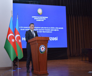 Şamaxıda 2025-ci ilin sosial-iqtisadi inkişafının yekunlarına və qarşıda duran vəzifələrə həsr edilmiş hesabat yığıncağı keçirilib