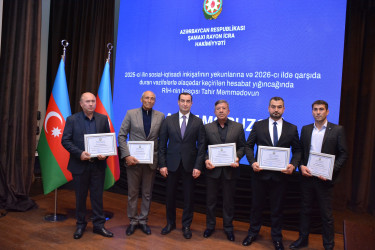 Şamaxıda 2025-ci ilin sosial-iqtisadi inkişafının yekunlarına və qarşıda duran vəzifələrə həsr edilmiş hesabat yığıncağı keçirilib