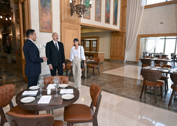 İlham Əliyev və birinci xanım Mehriban Əliyeva Şamaxıda “Pirqulu Park” hotelinin açılışında iştirak ediblər