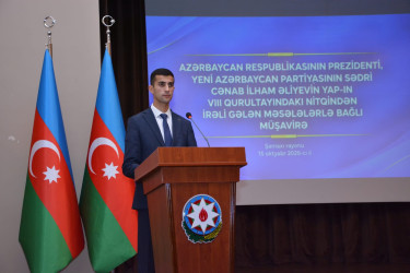 Şamaxı rayonunda Azərbaycan Respublikasının Prezidenti, Yeni Azərbaycan Partiyasının sədri cənab İlham Əliyevin partiyanın VIII Qurultayındakı nitqindən irəli gələn məsələlərlə bağlı müşavirə keçirilib