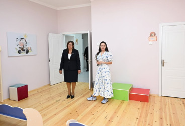 Heydər Əliyev Fondunun vitse-prezidenti Leyla Əliyeva Şamaxıda inşa olunan körpələr evi-uşaq bağçalarının açılışında iştirak edib