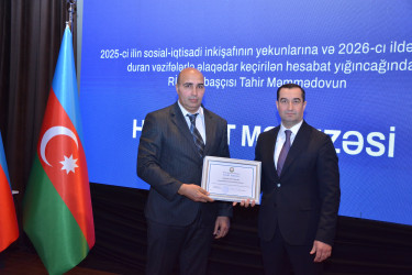 Şamaxıda 2025-ci ilin sosial-iqtisadi inkişafının yekunlarına və qarşıda duran vəzifələrə həsr edilmiş hesabat yığıncağı keçirilib